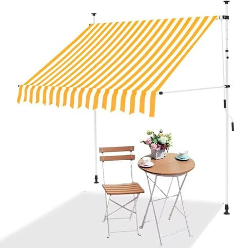 DJJYCTNM Toldos Retráctiles Manuales para Patio, Toldos Terrazas, Parasol para Exteriores Sin Tornillos, Resistente a Los Rayos UV y Al Agua, Altura Ajustable, con Manivela, para Balcón en Terraza (C