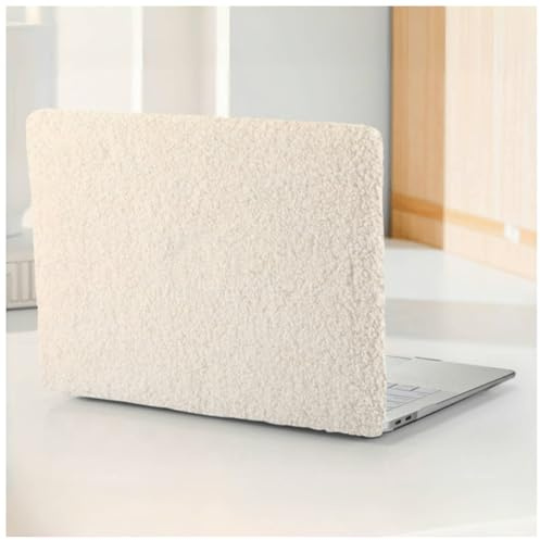 BYCeKe für MacBook Pro 13 Hülle 2026-2016 M2 M1,Plüsch Leder Biege | Logo scheint durch, Strukturiertes Leder, mit Tastaturabdeckung, Anti-Fingerabdruck, kratzfest, schlank, leicht