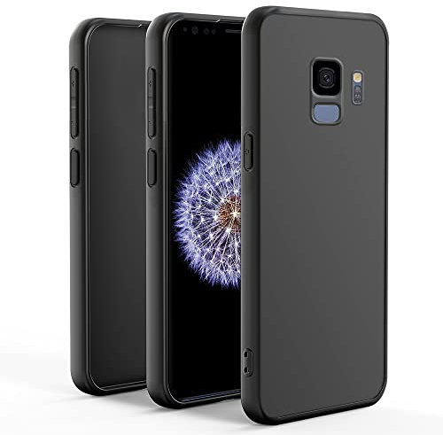 Posdou Hülle für Samsung Galaxy S9 Handyhülle, Ultradünne Weich TPU Silikon Telefonhülle Kompatible mit Samsung S9, Stoßfest Anti-Scratch Gummi Matt Case Cover Galaxy S9 Schutzhülle, Schwarz