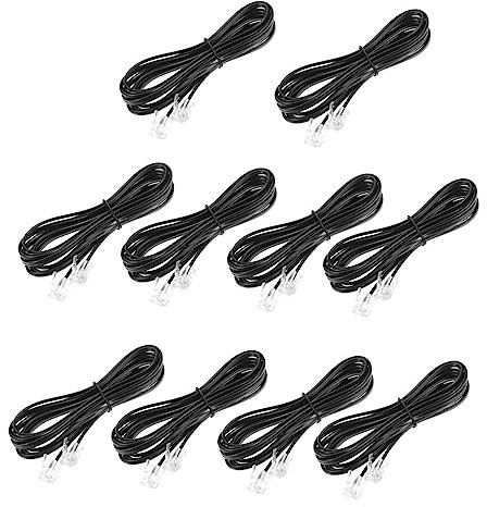 CIYODO Cavo Telefonico 4 Core Piatto da 2 Metri Connettore Rj11 10 Pezzi, Filo di Rete Fissa in Rame e Pvc per Uso Domestico e Ufficio, Plug And Play e Resistente al Freddo