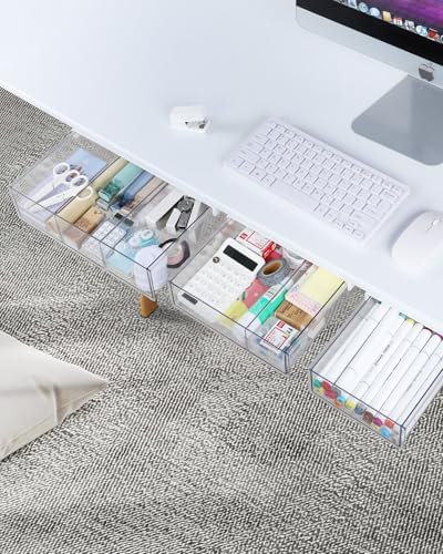 OTraki 3 Stück Schublade Unter Schreibtisch, Selbstklebende Schreibtisch Organizer Schubladen, Versteckte Untertisch Schublade, Slide Out Drawer für Zuhause Büro Bleistift Schreibwaren