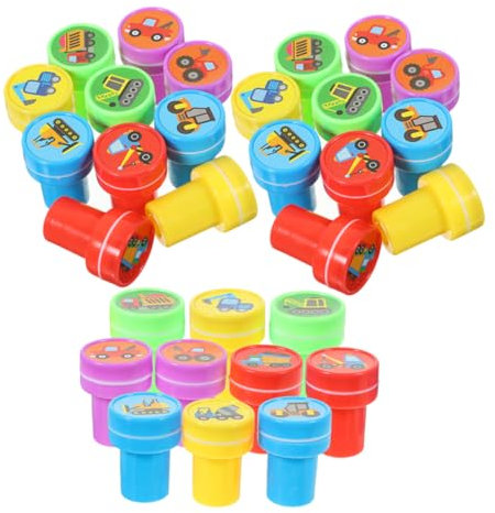 BESTonZON 3sätze Stempelset Für Junge Mädchen Mit BAU-LKW-Design Als Partygeschenk Oder Belohnung Im Klassenzimmer Sicherer Kunststoff Für Jungen Und Mädchen