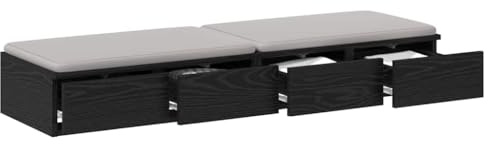 vidaXL Sänglådor Svart Ek 120 x 36,5 x 16,5 cm Konstruerat trä, Minimalistisk sovrumsinredning, stiligt förvaringsutrymme, hållbar träbox, platsbesparande design
