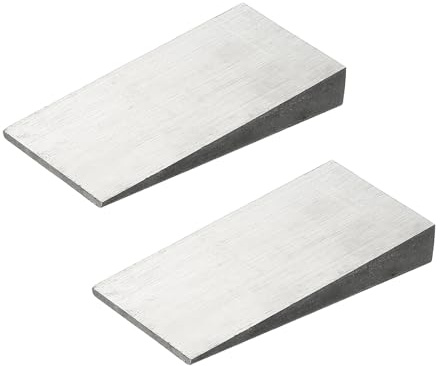 PATIKIL 2 Pcs Metal Wedge, 4x2x0.6 Inch Carbon Steel Wedge Shims Triangle Flange Beveled Washers Strong Durable for Pipe Fitting Welding Tool Factory Lathe Machine Tool, Silver Tone