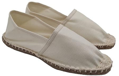 Espadrillas Uomo e Donna in Tela, Scarpe Estive Slip On, Classiche Espadrilles Basse Fondo in Gomma (Beige, Sistema Taglie Calzature EU, Adulto, Uomo, Numero, Media, 43)