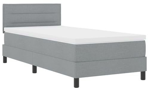 vidaXL Letto a molle con testiera Grigio chiaro 80 x 200 cm Tessuto, Mobili moderni per la camera, testata regolabile, letto robusto, materasso in schiuma confortevole