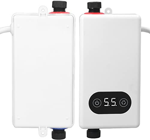 Scallo Idrico Elettrico Istantaneo, Mini Scaldabagno Senza Serbatoio in Acciaio Inossidabile, 3400 W, Riscaldamento Istantaneo di 24 Ore, per Bagno, Toilette Pubblica