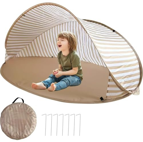 Tente De Plage Anti UV Pop Up – Tente Plage Bebe Anti UV Pliable avec Protection Solaire Upf50+.Portable pour ExtéRieur, Vacances, Jardin, Camping (A)