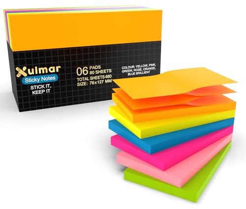 3 x 5 Sticky Notes, 6 Pads, 480 Sheets, Self Adhesive Memo Pads