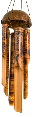 Tree of Life Bamboo Wind Chime Fair Trade and Natural Garden Outdoor Home Decor Coconut Shell