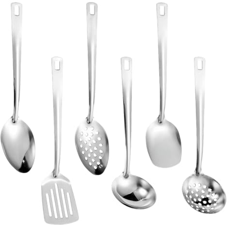 6PCS Kitchen Utensils Set, Cooking Utensils Set, Stainless Steel Kitchen Accessories, Kitchen Set, Cooking Tools, Home Essentials Kitchens Utensils, Spatulas for Cooking, Kitchens Tools Spatulas Set