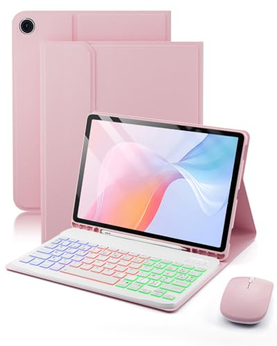 pour Samsung Galaxy Tab A8 (2021) 10.5 Pouces Coque Étui avec Bluetooth sans Fil Français (AZERTY) Clavier Rétroéclairé et Souris Protection Conception magnétique divisée Backlight Keyboard Case