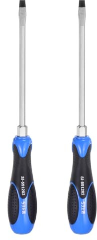 QUARKZMAN 2 Piezas Destornillador Magnético SL6 X 135mm CR-V De Alto Par Hoja De Acero Pasante Destornilladores Planos De Ranura Con Capucha De Golpe Para Apretar Cincelar Y Aflojar