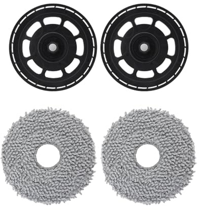 Curlingooㅤㅤ Mop Cloths with Replacement Holder, Wiping Plates Compatible with Roborock Saros 10R/Saros Z70 Robot Vacuum Cleaner Accessory Spare Parts(Mop Holder 2pcs and 2 Mop Cloths)