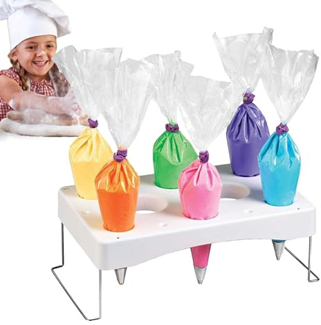 Generisch Soporte para Manga pastelera Plegable de 29,3 cm, Organizador de ABS y Acero Inoxidable, múltiples Agujeros para Diferentes tamaños de Manga, Herramienta de decoración de repostería