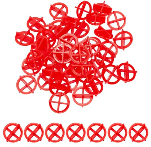 GOMAKERER 1500 distanziatori per piastrelle, 2,8 mm, rimovibili, in plastica rossa, distanziatori a croce riutilizzabili, distanziatori per piastrelle a croce per spaziatura di pavimenti o pareti