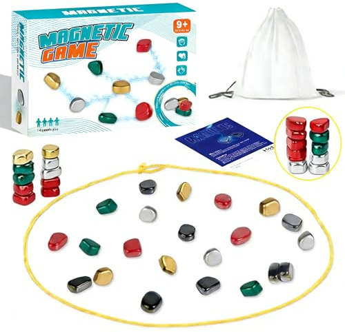 Juego de Mesa Ajedrez Magnético, Ajedrez Magnético (20 imanes) + 1* Bolsa + 1*Cuerda - Juegos de Mesa Imanes, Tablero de Ajedrezs Portátil para Familiares y Amigos Fiesta Viaje Acampar