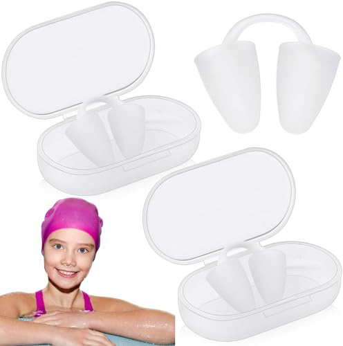Piscina Natación Tapón Nariz, 2 PCS Protector Nasal de Entrenamiento de Nadar, Reutilizable Nadar Nariz Plug, Protector Nariz Silicona Tapón Nariz, para Principiantes en Natación y Surf (Niño B)