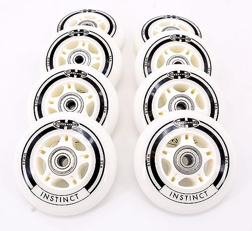 VWPEYY Hyper Instinct 82mm 82A - 8er Set mit ABEC7 Kugellagern und Alu-Spacern 8mm - für Roller Blade Inliner mit 8mm Spacer - Fertig montiert