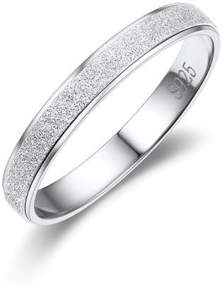 Suplight 925 Silber Verlobungsring für Männer Herren 3mm matter Sandstrahl Fingerring schlicht Ehering Memoirering Ring Größe 67