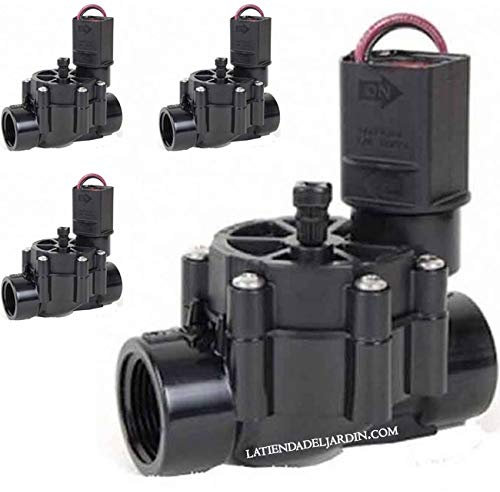 Suinga Pack 4 Electroválvula de Riego 3/4 9V 075DV 25mm R.Bird para Programadores de Riego a Pilas Bateria 9V, negro