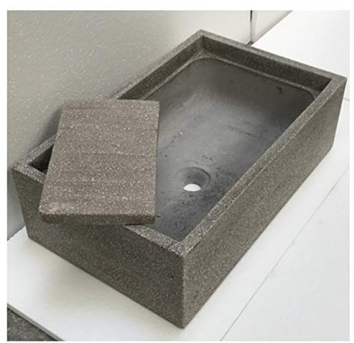 GIO CASA Lavabo de mármol de interior y exterior rectangular con eje extraíble Modelo PRATIKA PK 384 Color gris ceniza