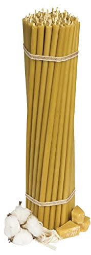 Diveevo Kirchliche Bienenwachskerzen №30-75 Stk. I hochwertige Ritualkerzen L-29,5 cm Ø-8,5 mm I 150 Min Brenndauer in honigelb I 1 kg dünne Griechische Kerzen tropf- & rauchfrei