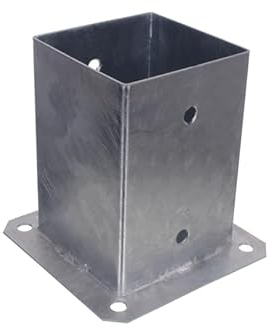 NAJDER Support Poteau Carré à Visser 100x100 mm, Manchon de Sol, Ancrage Poteau Fixation Bois, Acier Galvanisé à Chaud pour Clôture, Balançoire, Pergola, Couleur: Argent