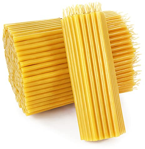 NKlaus - dünne Bienenwachs Ritual Kerzen - Kirchenkerzen Höhe 14cm - Altar- Ritualkerzen - Kirchenqualität - Gelb Bienenwachskerzen (50Stück - ca. 165g) 36409