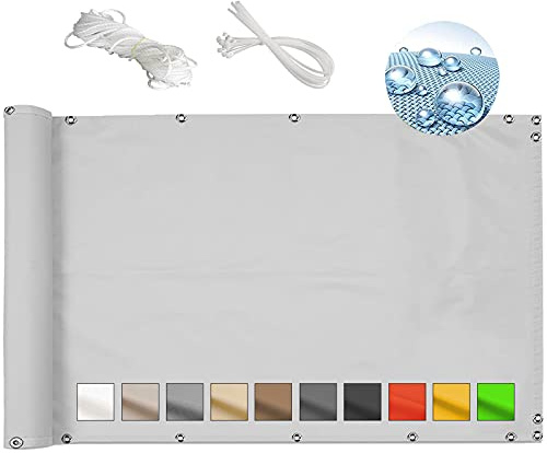 MEEYI Balkon sichtschutz Balkon 90x1400cm balkonabdeckung sichtschutz Bambus balkonsichtschutz Kunststoff balkonverkleidung balkonsichtschutz seitensichtschutz UV-beständig für balkongeländer-Weiß