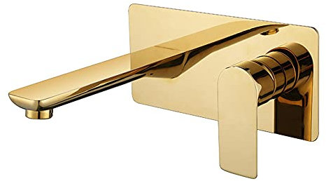 Wasserhahn Wandmontage Bad Waschbeckenarmatur Bad Aus Der Wand Mischbatterie Bad Einhebelmischer Waschbecken Armatur Waschtischarmatur für Bad-Golden