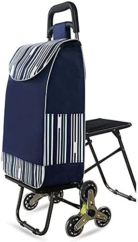 MTYLX Carrello Portaoggetti Multifunzionale, Carrello a Ruote Leggero Di Capacità con Borsa a 6 Ruote, Carrello Elevatore per Scale Rampicanti, Strisce Blu,Strisce Blu