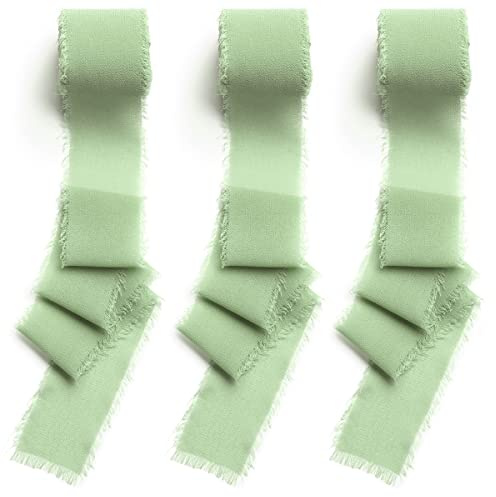 CHUQING Geschenkband Hochzeit Chiffonband Schleifenband Stoffband Salbeigrün