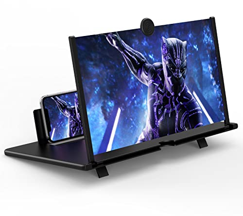 14 Screen Magnifier for Cell Phone,3D HD Magnifying Projector Screen Enlarger for Movies, Videos and Gaming, Foldable Phone Stand Holder with Screen Amplifier,Gifts for Mom Dad & Friends(Black 14)