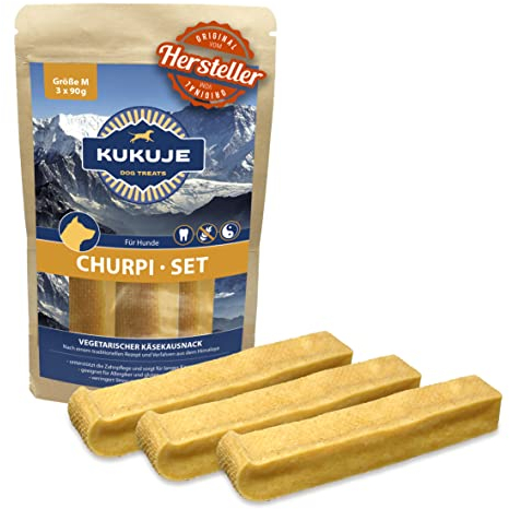 Kukuje Churpi 3X 90 g- Das Stück Himalaya für deinen Hund - Kauknochen aus Hartkäse Käseknochen Kauspielzeug Kaustange Hundekäse