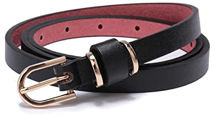 Juwaacoo Damen schmaler Ledergürtel einfarbiger Gürtel 1,5cm breiter Leopardenbund Kummerbund Damen
