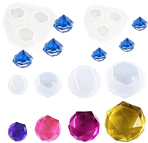 Yayatty 6 Pz Molde de Silicona de Diamante Moldes de Resina Epoxi de Silicona Molde Silicona Diamante Resina para Colgantes de Joyas y Artesanías