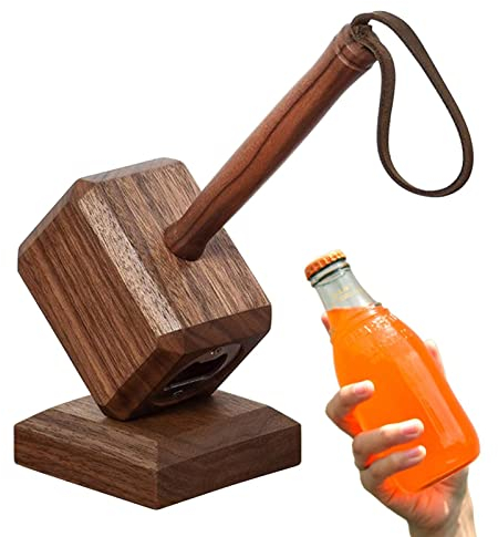 LINGJIONG Apribottiglie in legno unico apribottiglie con base magnetica, bomboniere di nozze, birra, acqua, apribottiglie per soda, bevande, tappi per bottiglie, barattoli pop