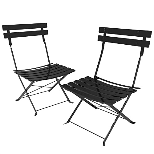 Belfoyer, 2*Klappstuhl in Schwarz, Gartenstuhl Metall, Campingstuhl aus Stahl pulverbeschichtet-Garten-Stuhl für Terrasse, Camping& Balkon (Schwarz, 2*Klappstuhl)
