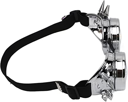 CHICIRIS Kaleidoskop-Rave-Brille, Elastisches Band, Weit Verbreitet, Verstellbare Nasenstütze, Steampunk-Brille für Halloween (Glänzendes Silber)