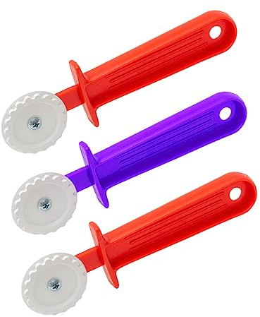 Fluted Pastry Cutter Wheel with Ravioli Cutter and Crimper - Pasta Cutter Tool for Making, Rolling, Cutting and Sealing Pastry Dough and Ravioli, 3 Pcs, OFXDD