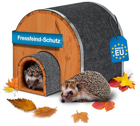 SCHWANFELD® Iglu Igelhaus Winterfest [SCHÜTZT VOR FRESSFEINDEN] - inkl. Dachpappe für optimalen Wetterschutz - Premium Igelfutterhaus mit Vorbau - Hochwertiges Igelhaus aus FSC zertifiziertem Holz