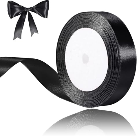 22 mx2 cm Satinband Schwarz, Geschenkband Breit Schwarzes Band | Schleifenband Schwarz Trauerband für Basteln Geschenkverpackung Deko Hochzeit Geburtstag Abschiedsgeschenk