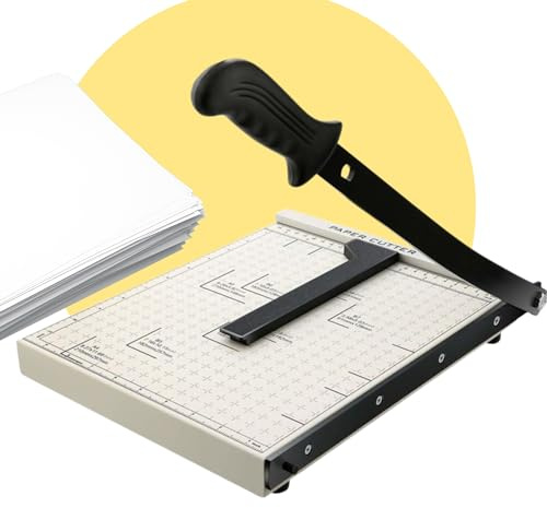 12 Inch Heavy Duty Paper Guillotine Cutter 10-Sheet Capacity Guillotine Paper Slicer Cutter for Office Home School Large Paper Cutter Machine for Cardstock Metal Base Paper Trimmer for Crafting