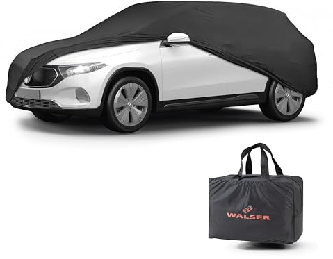 WALSER Telo Copriauto da Interno Elasticizzato Indoor Stretch - Morbido e Antipolvere, Copertura Protettiva per SUV / Van, Protezione Completa in Garage, Misura 8 nero