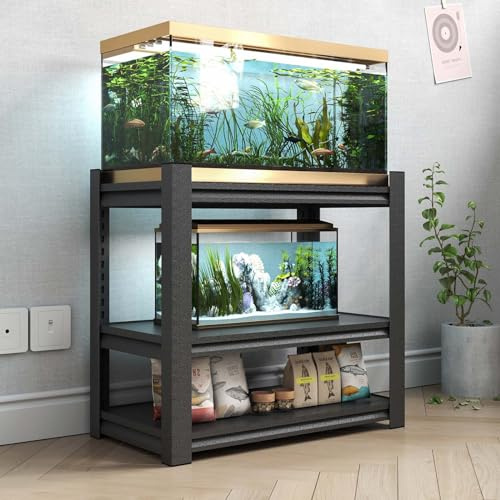 OPTYMIRA Fish Tank Stand,3-tier Rack Shelf Heavy Duty Metal Frame Aquarium Stand 20 Gallon,Reptile Terrarium Stand for 30 Gallon Long Aquarium,Reptile Tank Stand,Breeder Tank Stand,31.5*18*34