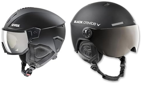 uvex Instinct Visor - Skihelm für Damen und Herren - mit Visier - individuelle Größenanpassung - Black matt - 56-58 cm & Black Crevice Skihelm mit Visier, Gstaad, BCR143921, schwarz, Gr. S/M