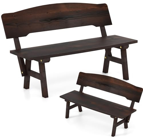 KOMFOTTEU Gartenbank Holz, Parkbank mit Rückenlehne, Holzbank Outdoor wetterfest, Sitzbank bis 325 kg belastbar, Ruhebank für Balkon, Garten, Terrasse, 120 x 51 x 78cm