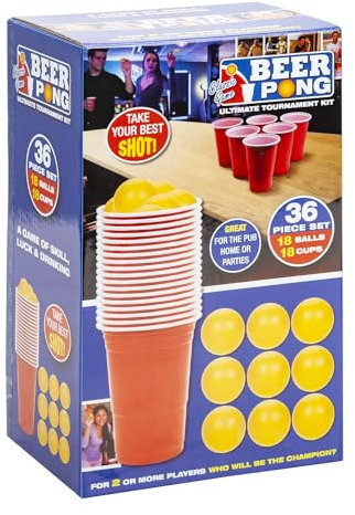 VFM Jeu de Bière-Pong Jeu à Boire, Jeux de Nouvel An, Fête, Célébration, Drôle, Amusant, Meilleurs Jeux pour Couple, Amis, Famille, Adulte, Multicolore