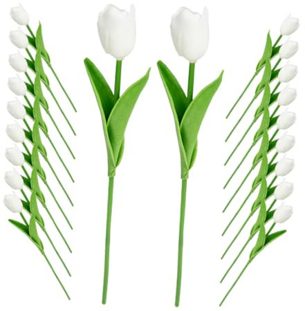 HOLIDYOYO 20stücke Kunsttulpen Künstliche Blumenarrangements Für Hochzeiten Und Dekoration Langlebige Und Kunststoffblüten Für Schlafzimmer Büro Und Garten